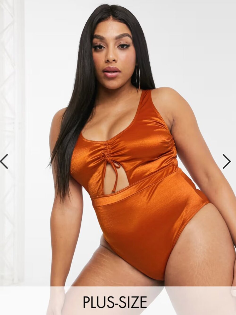 NWT Wolf & Whistle Curve Rust Front Tie One-Piece Swimsuit Plus US Size 20